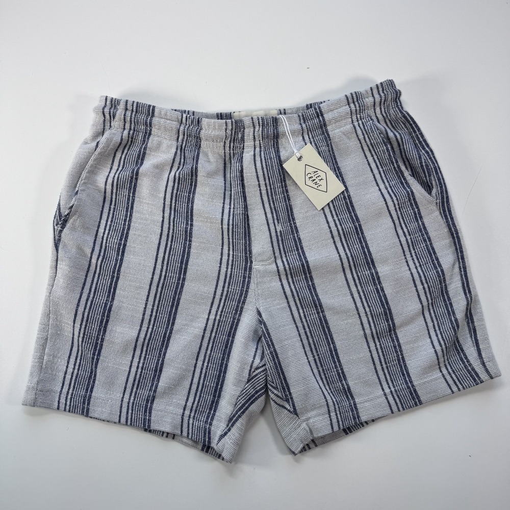 ALEX CRANE NWT 5.5" Striped Feel Breezy Shorts Blue Stripe Knit Mens Large *Read